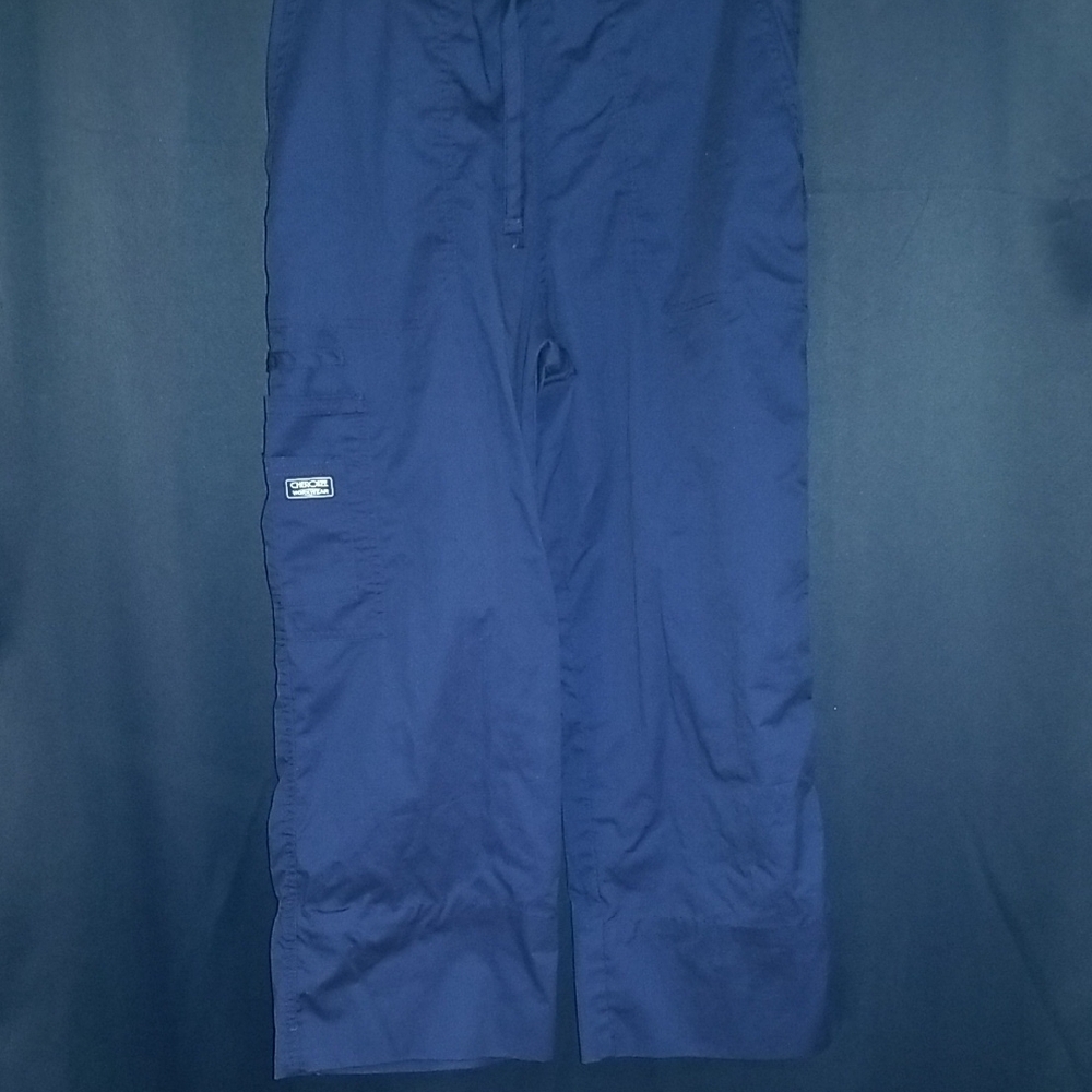 Blue Cargo Pants with Straight Leg and Elastic Waistband